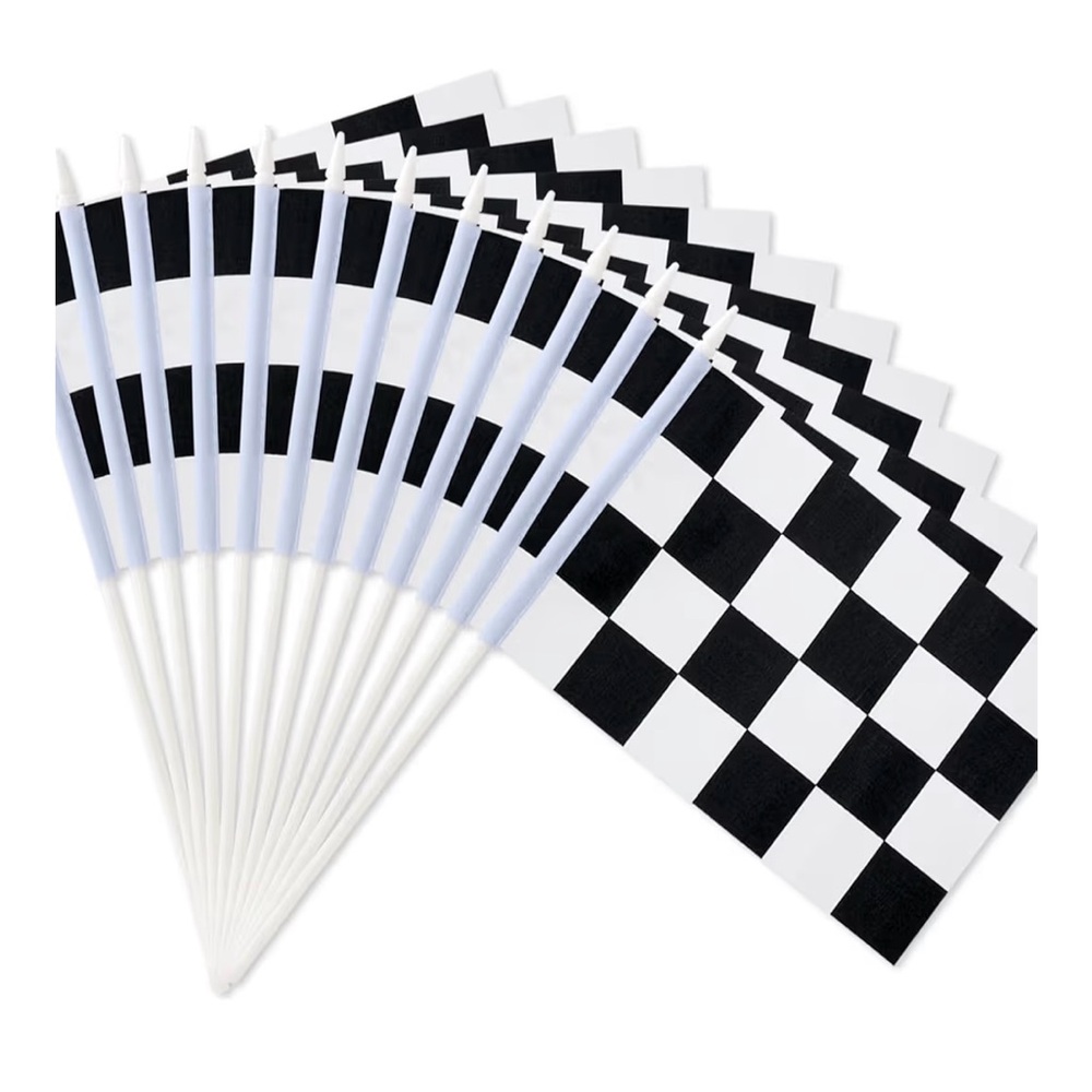 Novelty Place Checkered Racing Stick Flags 12 Count